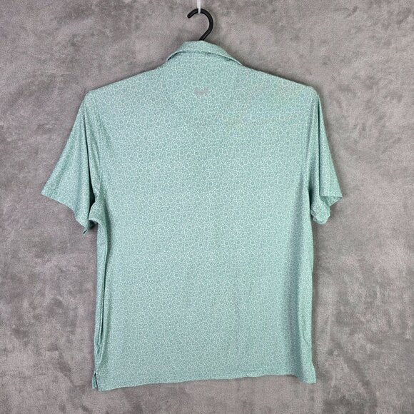 Mens Hickey Freeman Teal Floral Golf Polo Shirt Short Sleeve Polyester Stretch L - Picture 4 of 7